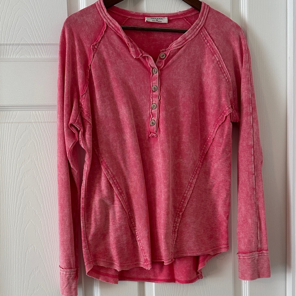 Zenana Pink Long Sleeve Top